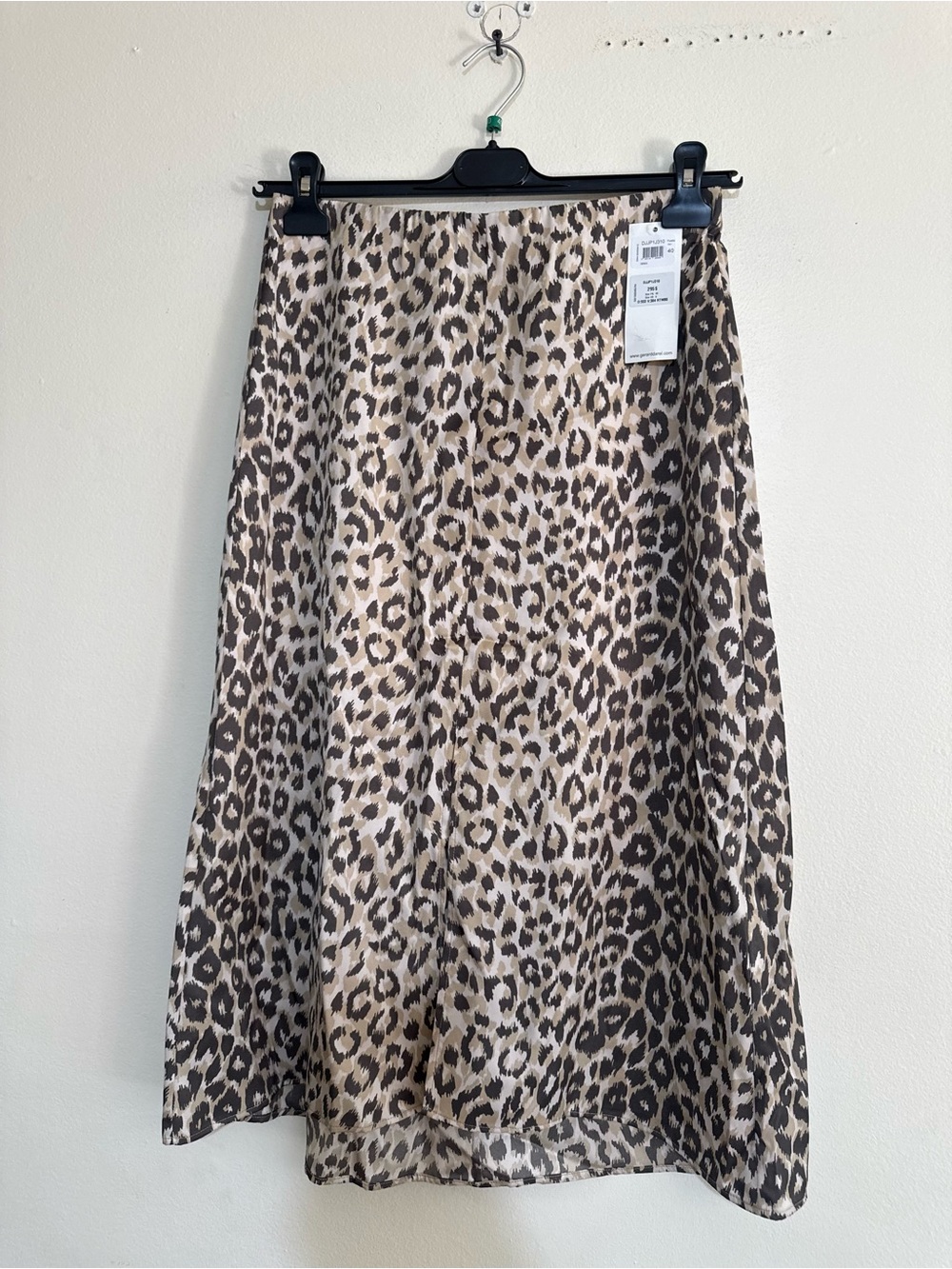 Gerard Darel Leopard-Print A-Line Skirt in Beige and Brown